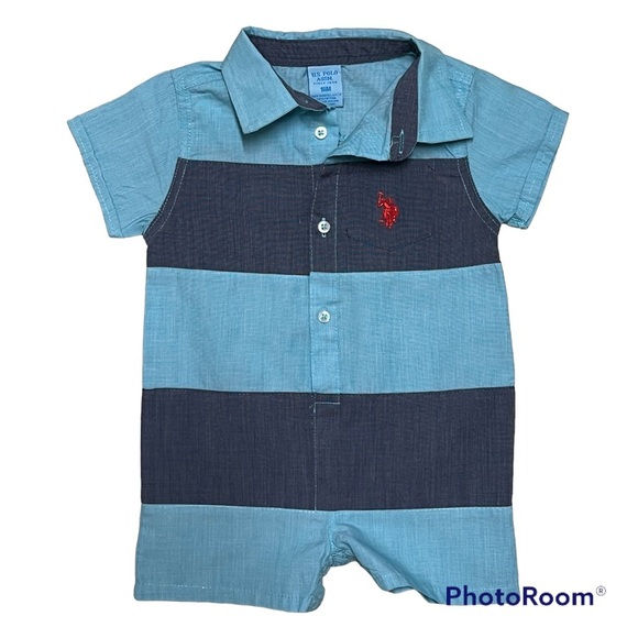 US Polo Association Striped Baby Boy’s Romper - Picture 1 of 4